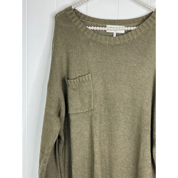 NWT Free People x One Teaspoon Classic Pocket Chunky Knit Sweater in Khaki XXL - Picture 4 of 10